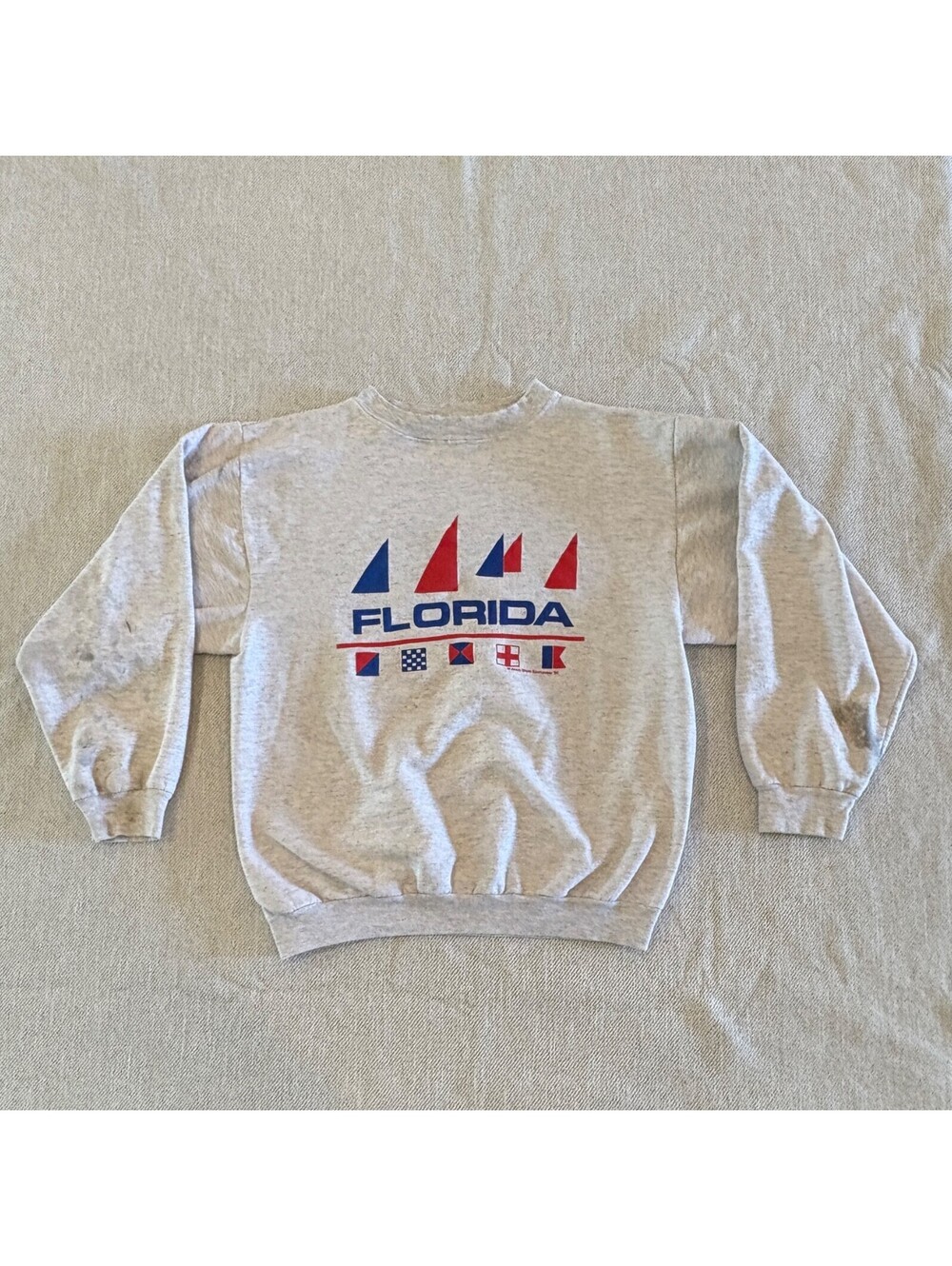 Vintage 1990 Jersey Shore Sportswear Florida Sailboat Sweatshirt Distressed M